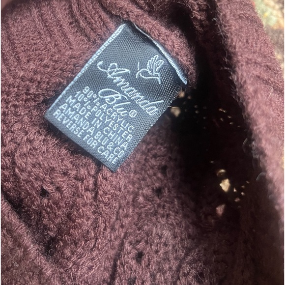 Vtg Y2K Brown Berry Nubby Hat & Glove set w/pink rhinestone flower by Amanda Blu - Picture 3 of 7